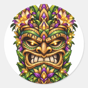 Autocollant Tiki à plume magenta