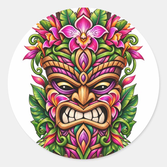 Autocollant Tiki Bouclier Orchidée (Devant)