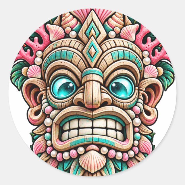 Autocollant Tiki Corail Rose (Devant)