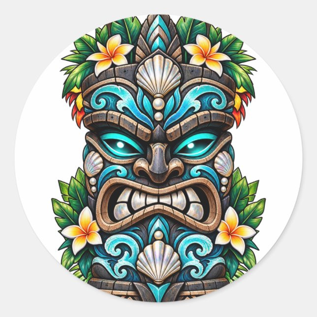 Autocollant Tiki Deep Teal Reef (Devant)