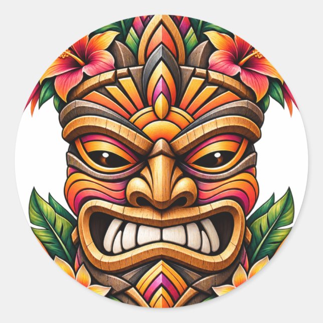 Autocollant Tiki Hibiscus Sunset (Devant)