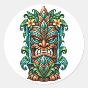 Autocollant Tiki Sentinelle Lotus Sarcelle