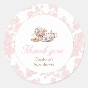 Autocollant toile florale rose pour le thé