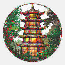Autocollant traditionnel en verre de Pagode