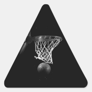 Autocollant triangle de basket-ball noir et blanc