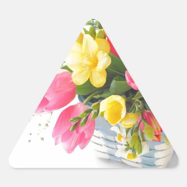 Autocollant triangle de fleurs de printemps dans u (Devant)