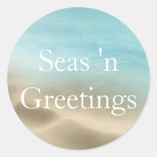 Autocollant tropical de Joyeux Noël de plage d'or