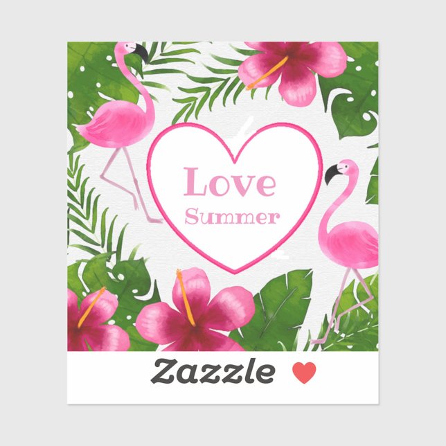 Autocollant Tropical Flamant Rose Été Amour (“Bring the sunshine wherever you go!”)