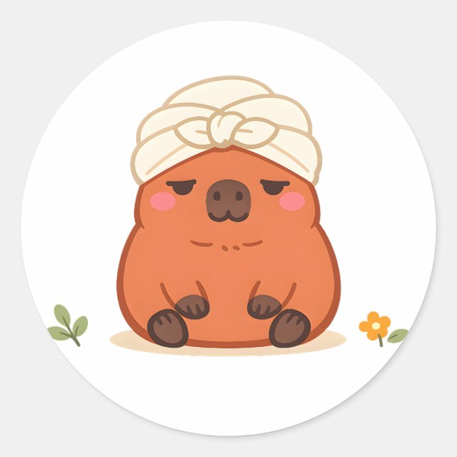 Autocollant Turban Serviette de Spa Capybara Migno (Devant)