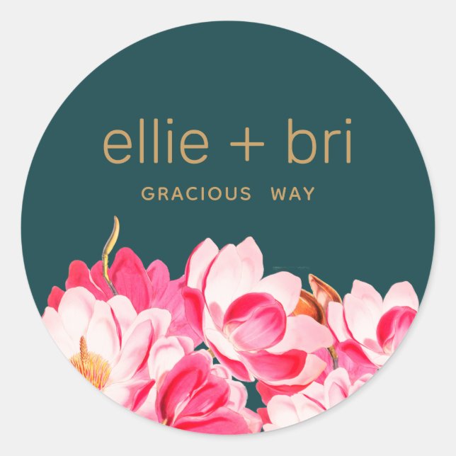 Autocollant Turquoise rose Magnolia Floral (Devant)