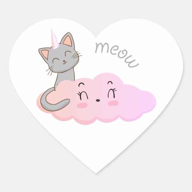 autocollant unicat nuage meow (Devant)