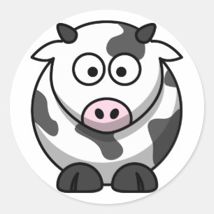 Autocollant Vache de Dessin Animé (Rond)