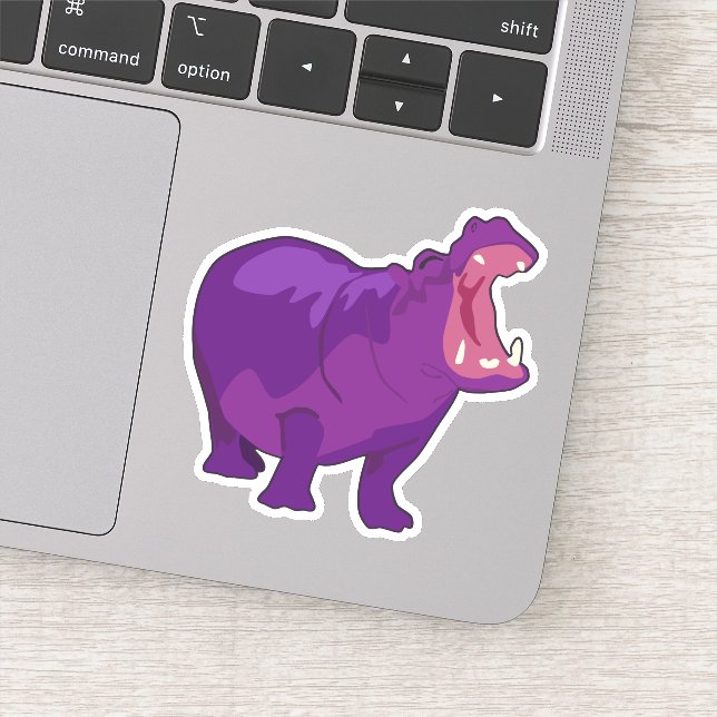 Autocollant vectoriel hippo violet (Détail)