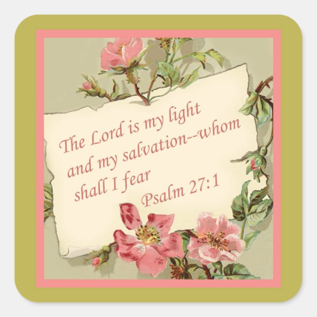 Autocollant verset biblique fleurs vintage rose (Devant)