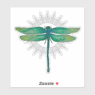 Autocollant vert de libellule