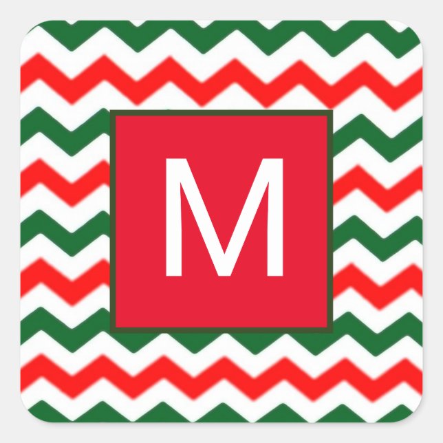 autocollant vert et rouge initial personnalisé (Devant)