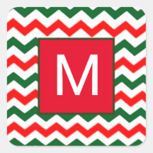 autocollant vert et rouge initial personnalisé