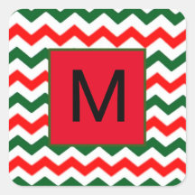 autocollant vert et rouge initial personnalisé