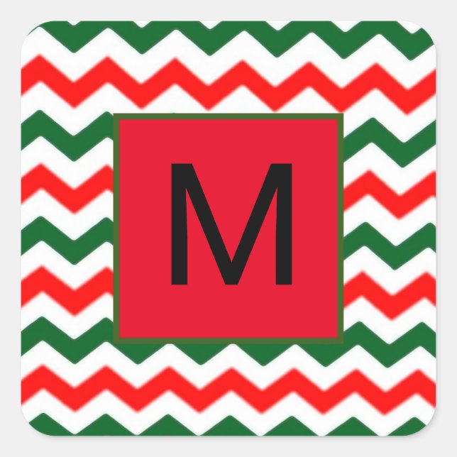 autocollant vert et rouge initial personnalisé (Devant)