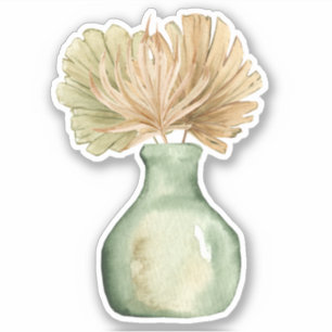 Autocollant vert feuille pastel floral bohème mign