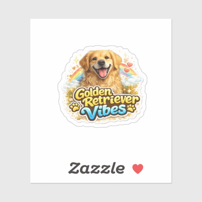 Autocollant Vibes Golden Retriever (Feuille)