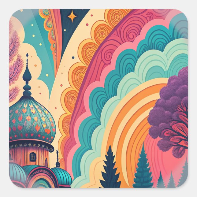 Autocollant Vibrant Retro Dreamscape – Personnalis (Devant)
