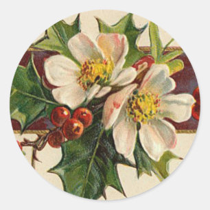 Autocollant victorien de Noël de cornouiller
