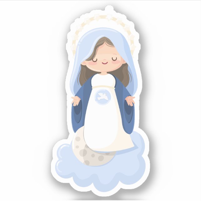 Autocollant Vierge Marie Mignonne Kawaii (Devant)