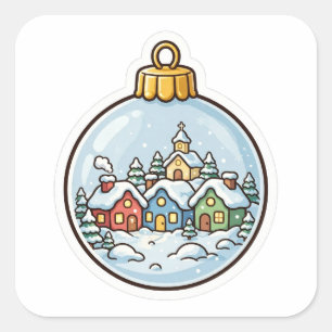 Autocollant Village enneigé Ornement de Noël