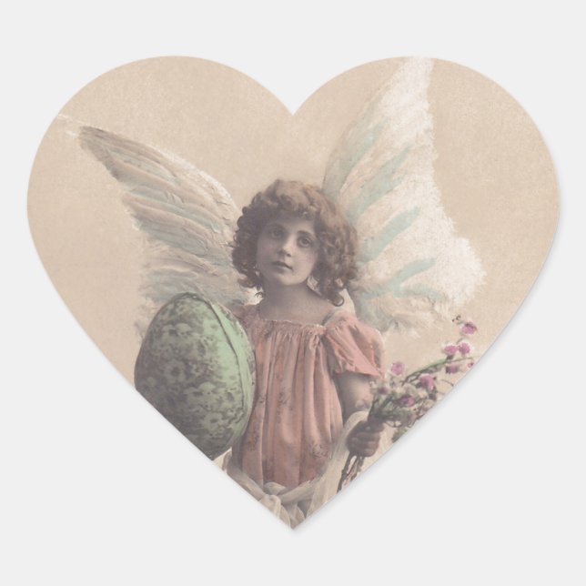 Autocollant Vintage Antique Pâques Ange Cadeau (Devant)