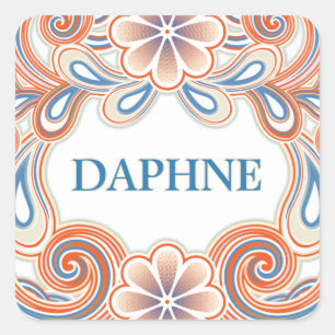 Autocollant vintage avec nom personnalisé et fleur