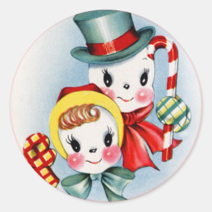 Autocollant Vintage Christmas Snow People