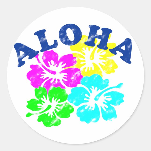 Autocollant Vintage classique rond Aloha Hawaiian (Devant)