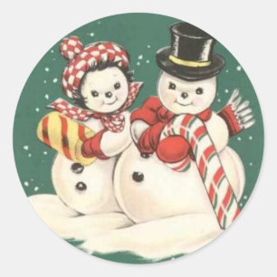 Autocollant vintage de bonhomme de neige