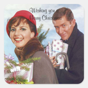 autocollant vintage de Noël Shopping