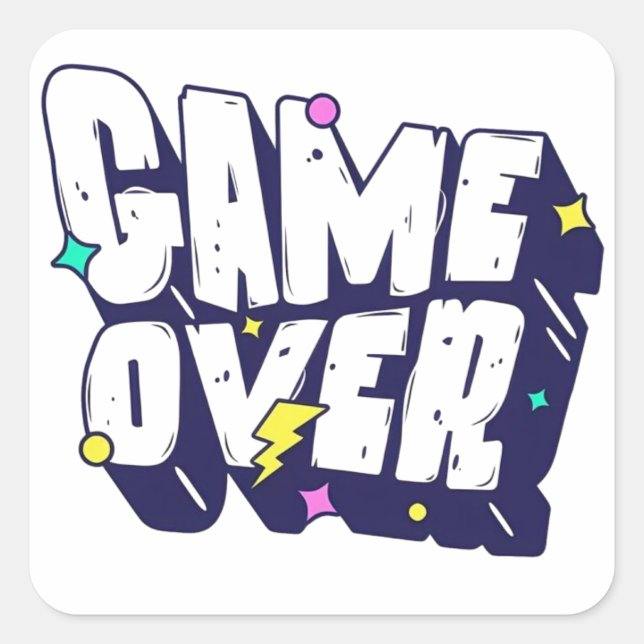 Autocollant Vintage Gamer – Game Over   (Devant)