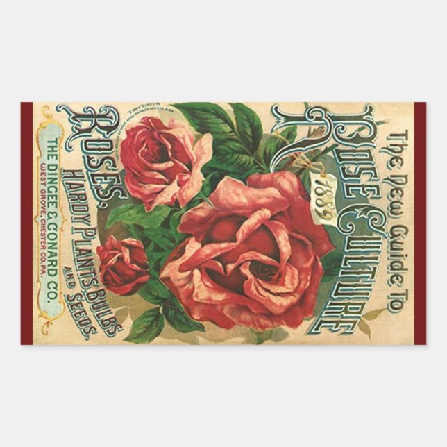 Autocollant Vintage Héirloom Rose 1889 Culture Ros (Devant)