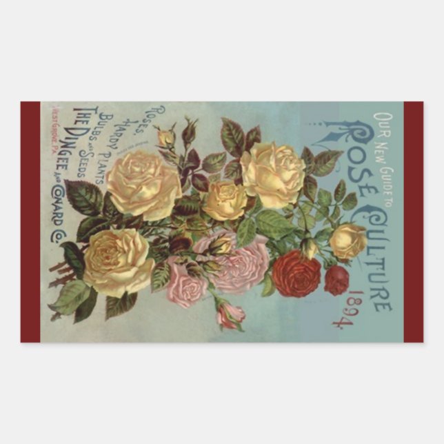 Autocollant Vintage Héirloom Roses 1894 Culture Ro (Devant)