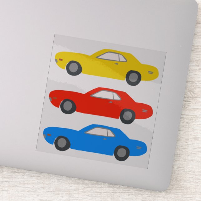 Autocollant Vintage illustré par des voitures de c (Détail)