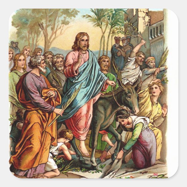Autocollant Vintage-Jésus entre à Jérusalem (Devant)