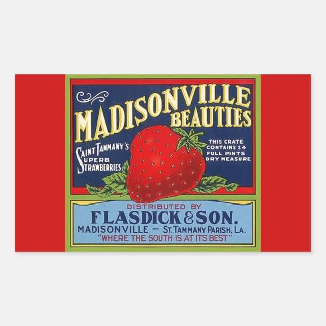 Autocollant Vintage Madisonville LA Strawberry Adv (Devant)