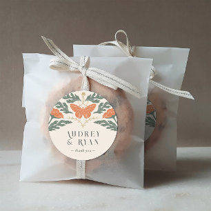 Autocollant vintage Mariage rond Art Nouveau