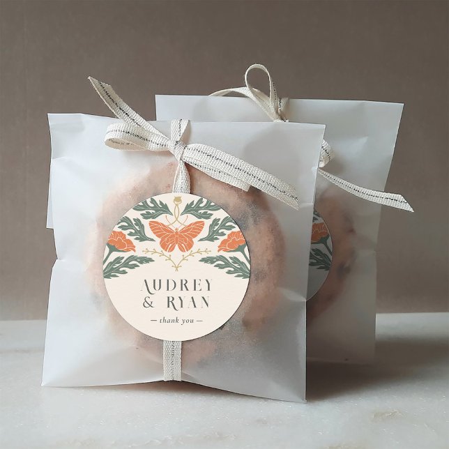 Autocollant vintage Mariage rond Art Nouveau (Vintage Art Nouveau Round Wedding Sticker)