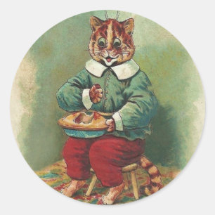 Autocollant vintage mignon de chat de vacances par