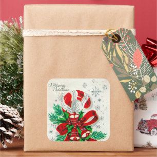 Autocollant vintage rétro sucre de canne de Noël