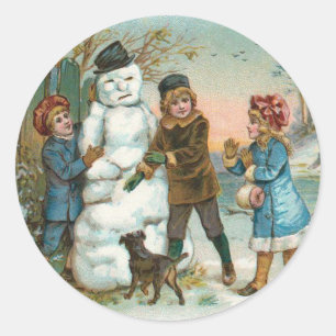 Autocollant vintage Snowman