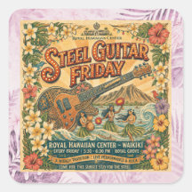 Autocollant Vintage Steel Guitar FRIDAY Waikīkī