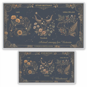 Autocollant vinyle à motif botanique céleste de st