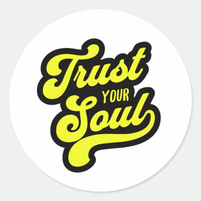 Autocollant vinyle à script jaune Trust Your Soul  (Devant)