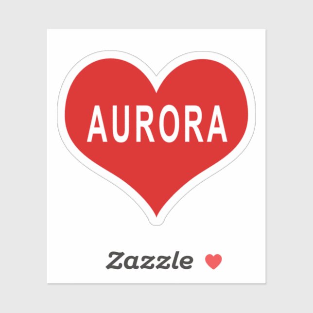 Autocollant vinyle AURORA NAME Cœur d'amour rouge (Feuille)